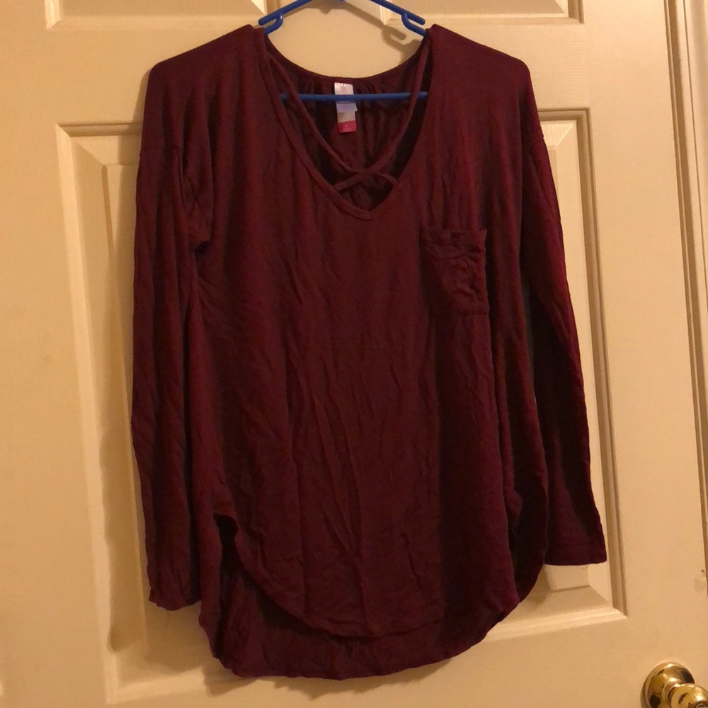 High-Low Maroon Long Sleeve shirt